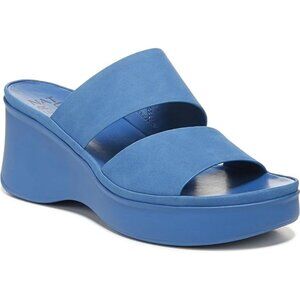 Naturalizer Genn Rally Wedge Slide Sandal Womens Size 8 Open Toe Blue Wave